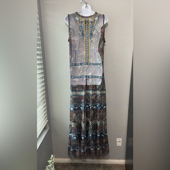 Johnny Was Biya Qadira Mesh Dress Large Whimsical Floral Boho *See Description - Picture 6 of 16